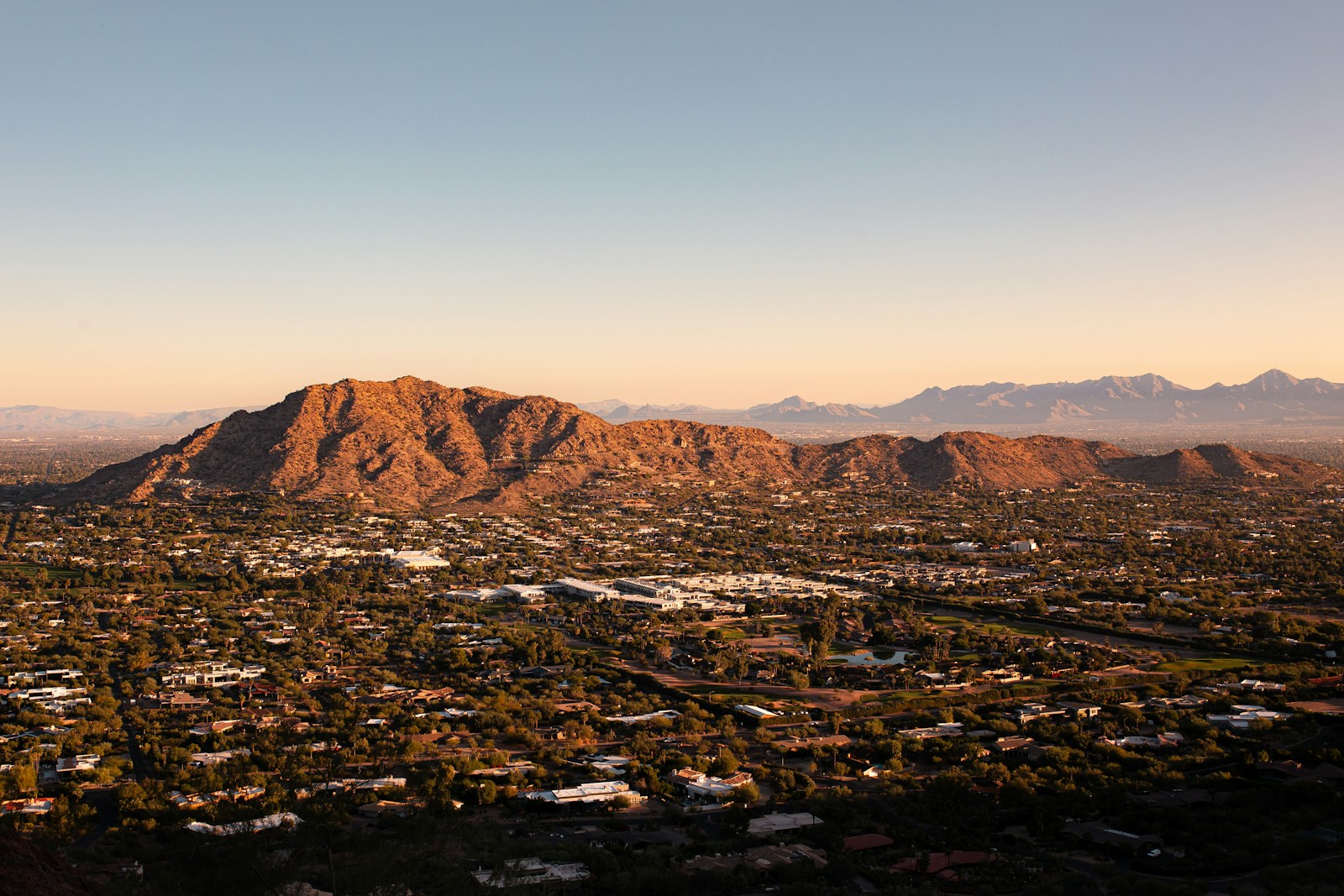 Camelback Mountain and the Arcadia area at golden hour