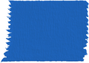 Piece of blue painter's tape with jagged edges on a white background.